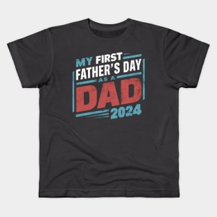 First Time Dad Est 2024 Fathers Day Kids T-Shirt